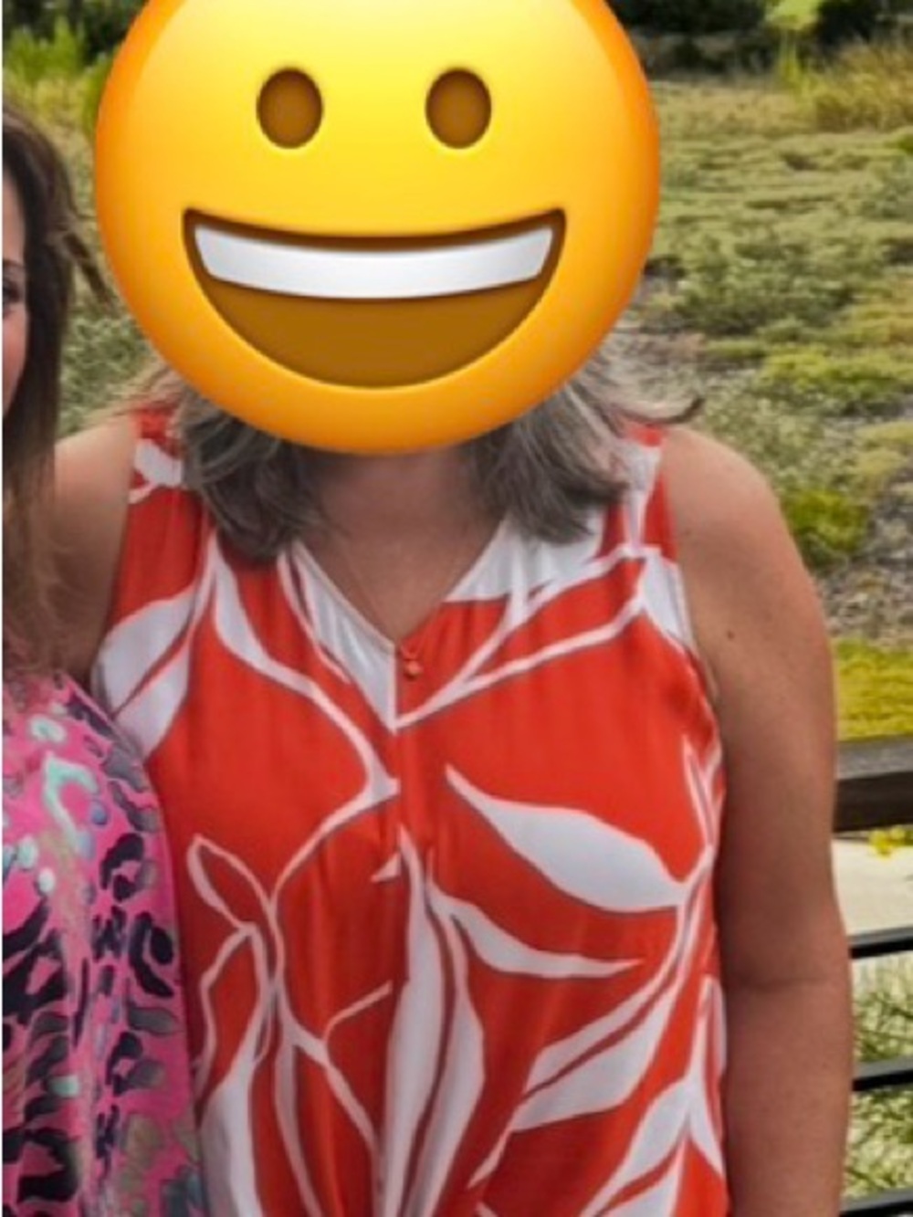 Sleeveless Orange & White Floral Print Top